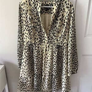 Black and Cream Patterned Tie Dress